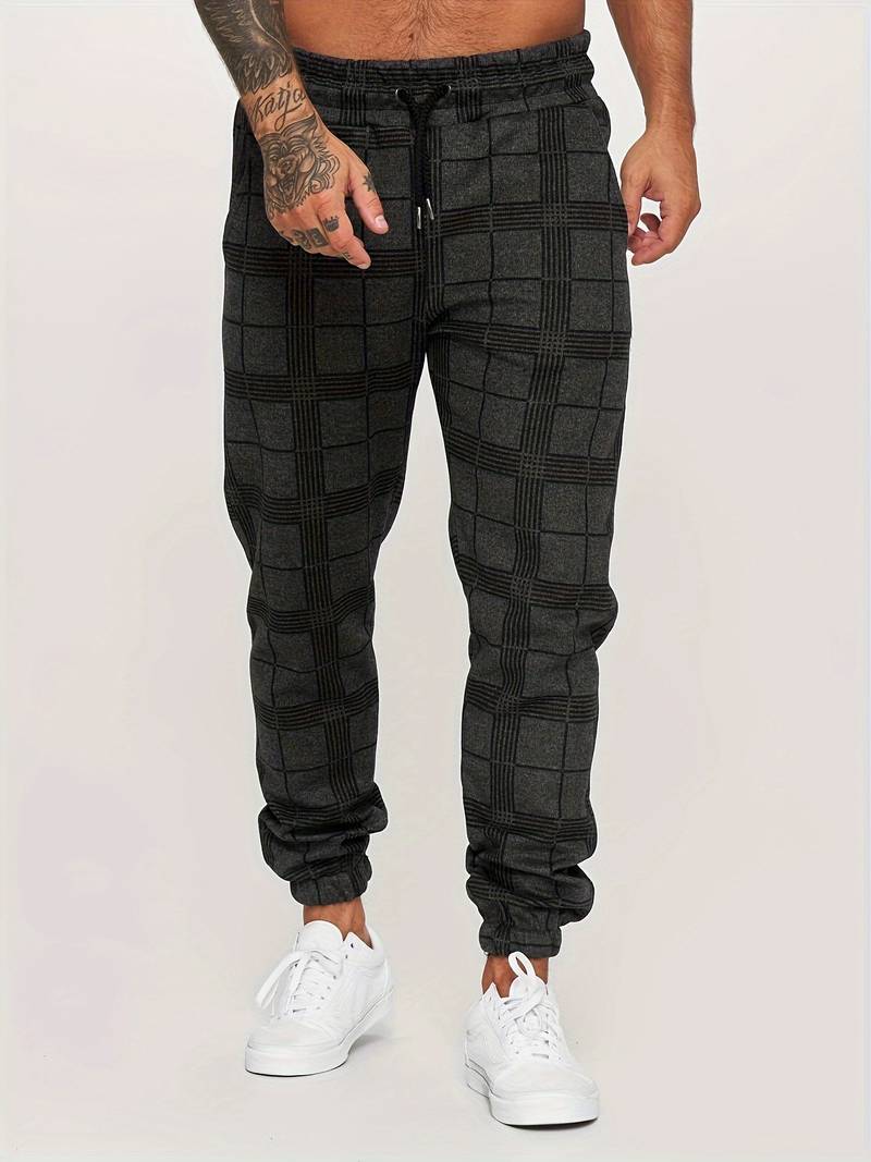 UrbanFit – Checked Slim Fit Jogging Trousers for Men