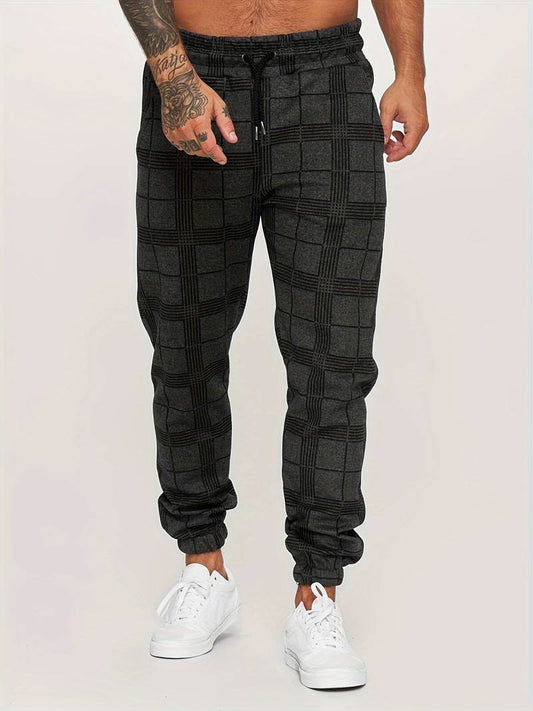 UrbanFit – Calças de fato de treino slim fit aos quadrados para homem