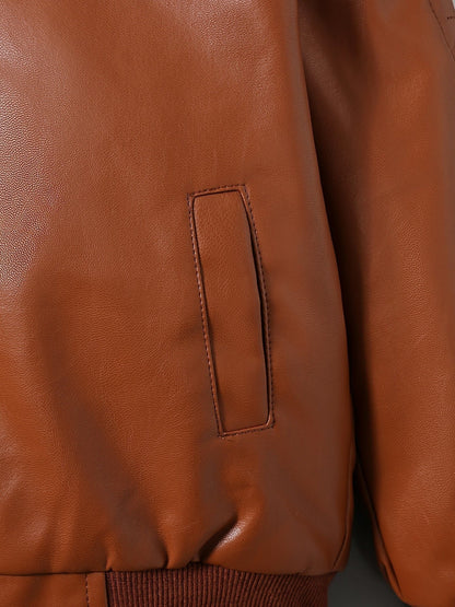 Faux leather boys' jacket with fleece lining - Cholo