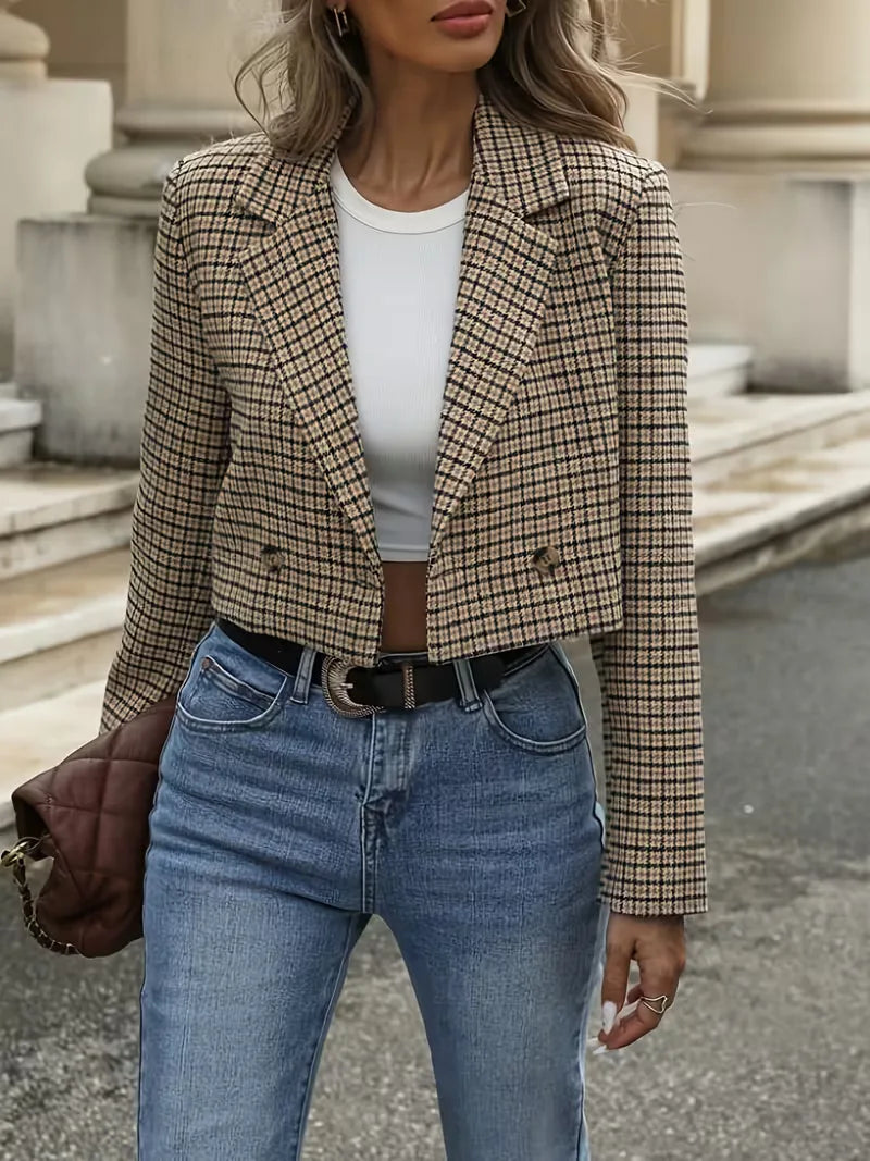 Blazer à carreaux avec manches longues