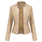 Jacke in Lederoptik mit Stehkragen und Reißverschluss für Damen