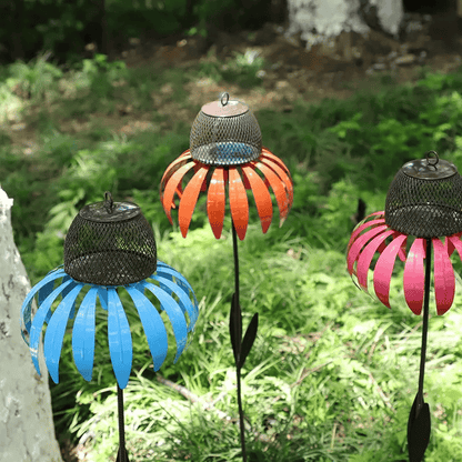 Decorative Bird Feeder House for Garden – Metal Flower Design and Durable