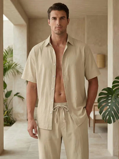 Chemise à manches courtes avec pantalon long