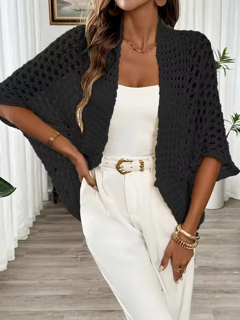 Oversized cardigan with hollow-out design