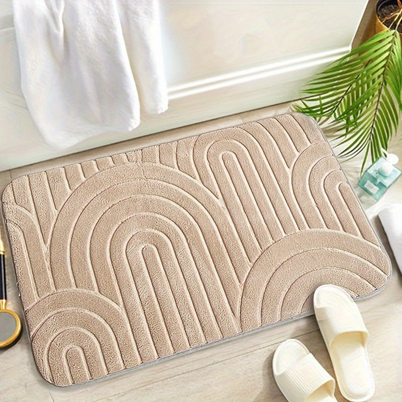 Tapis de bain géométrique antidérapant – Confortable et élégant pour votre salle de bains