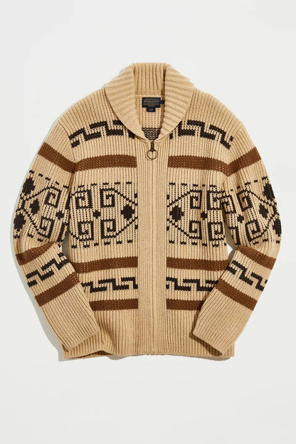 Vintage Jacquard Knitted Men's Gilet with Zip