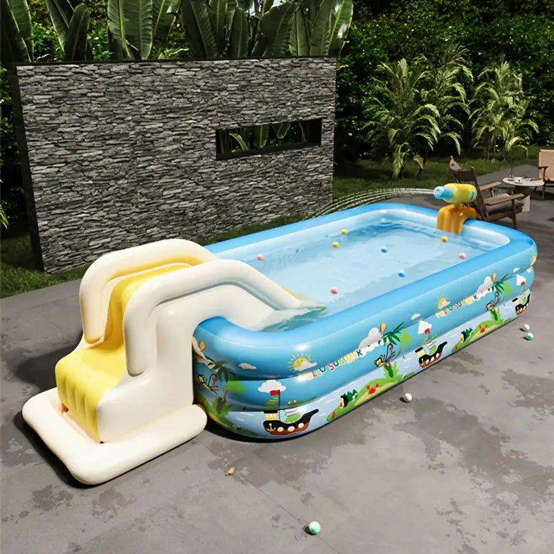 Inflatable Circular Pool with Slide