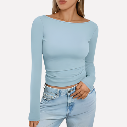 Women's Boat Neck Long Sleeve Top