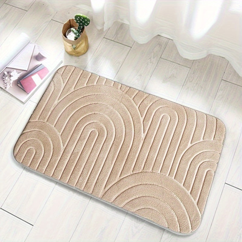 Tapis de bain géométrique antidérapant – Confortable et élégant pour votre salle de bains