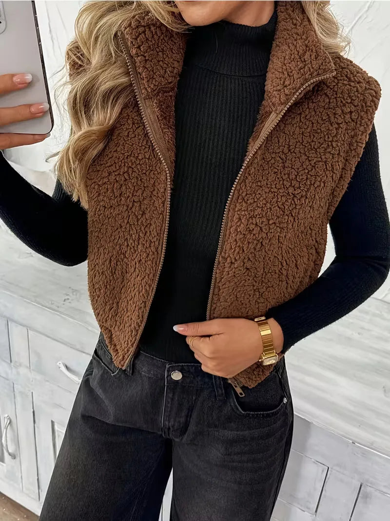 Gilet zippé avec fausse peau de mouton