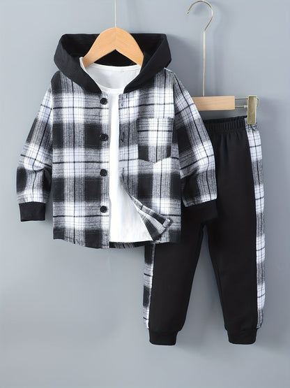 2-piece boys' checkered hoodie & sweatpants with long sleeves - Filipe