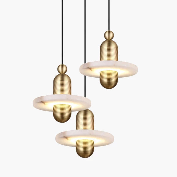 Modern LED Pendant Light in Iron and Alabaster