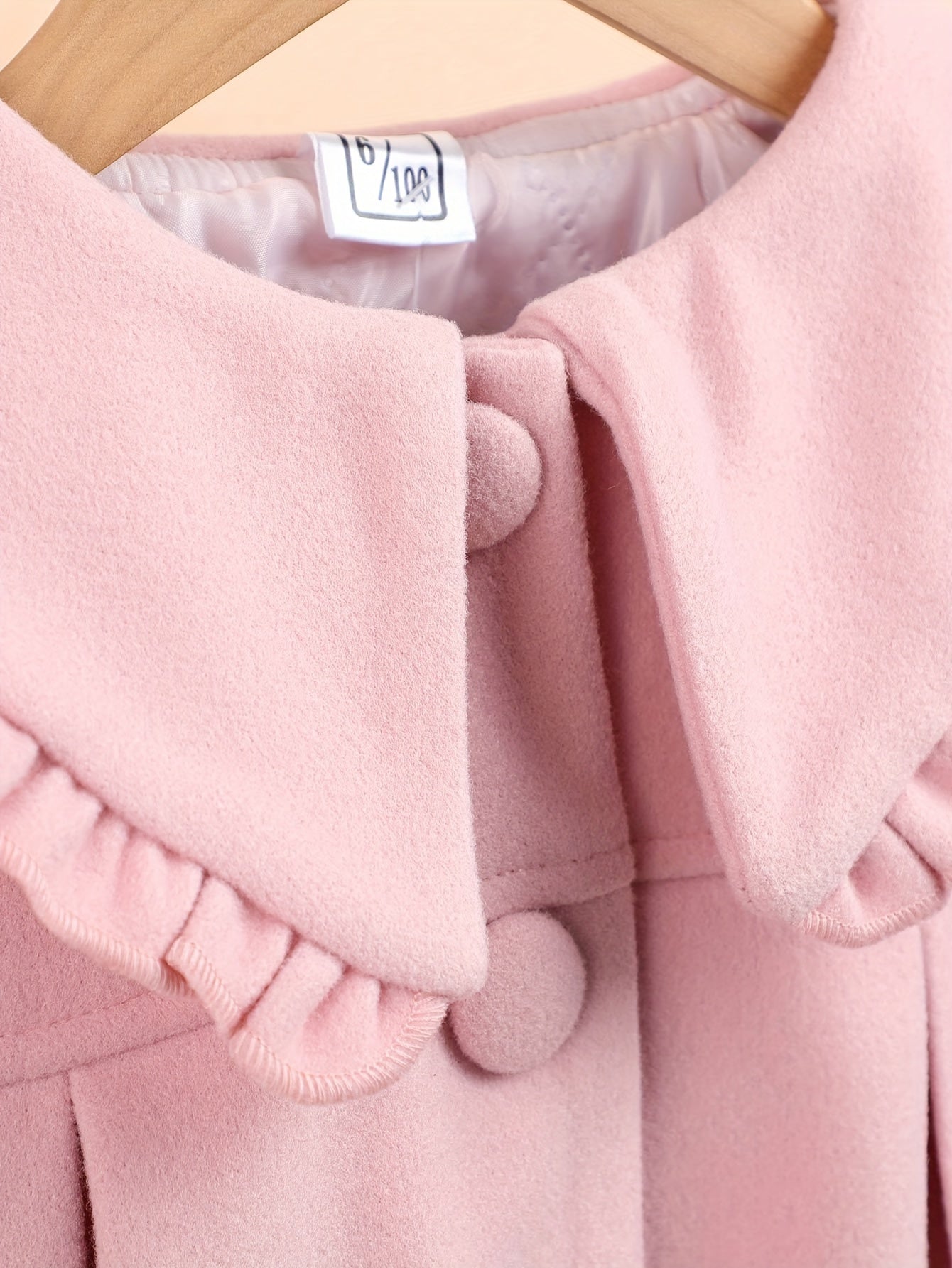 Girls' Elegant Button Closure Warm Coat with Ruffled Collar - Lily