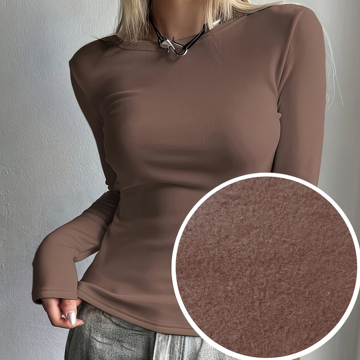 Ladies' Thermal Long Sleeve Top for Autumn and Winter – Comfortable and Warm Basic Item