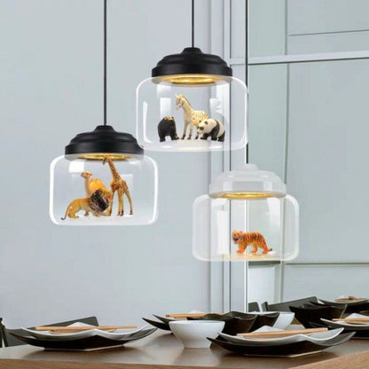 Petit Zoo in Glass Pendant Lamp – Unique Atmosphere with Miniature Animals