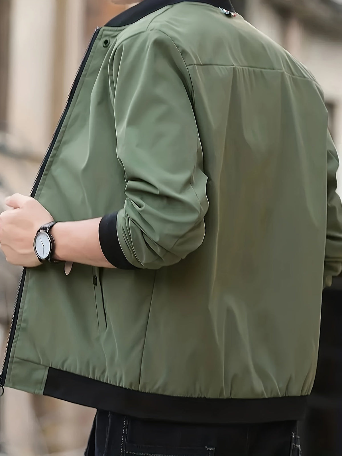 Giacca estiva leggera da uomo con collo alto e chiusura con cerniera
