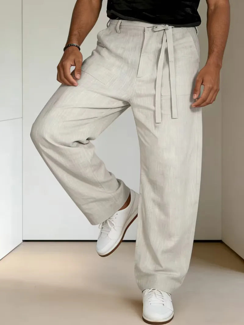 Pantalon avec ceinture à nouer
