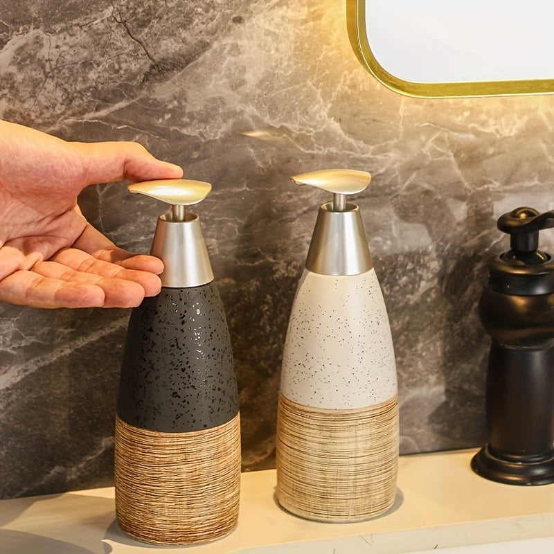Dispensador de jabón de cerámica con mecanismo de bomba – Accesorio de baño de lujo