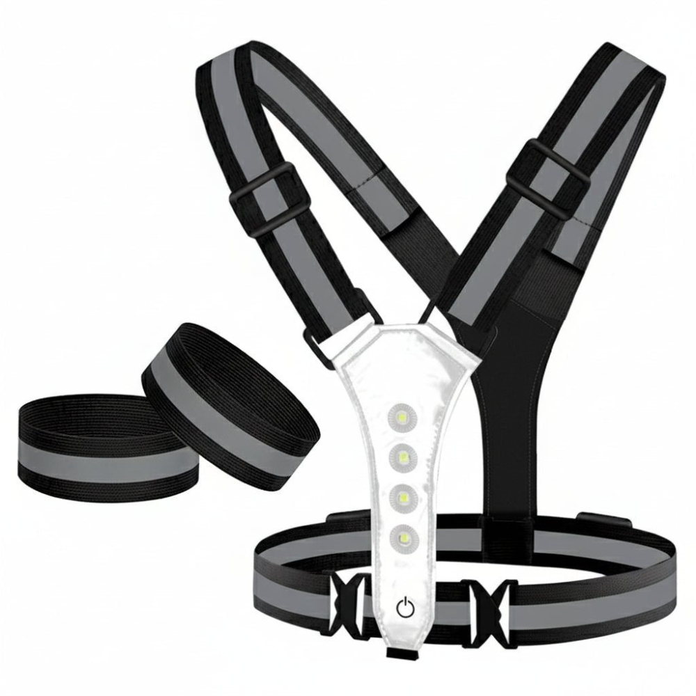 Gilet LED | Ricaricabile tramite USB, alta visibilità | Corsa, ciclismo, camminata