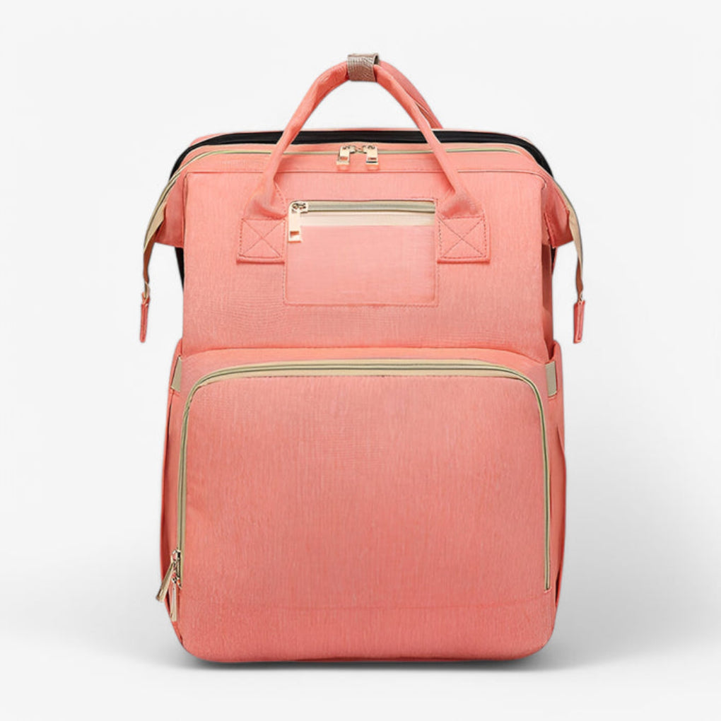 2-in-1 diaper bag with retractable crib