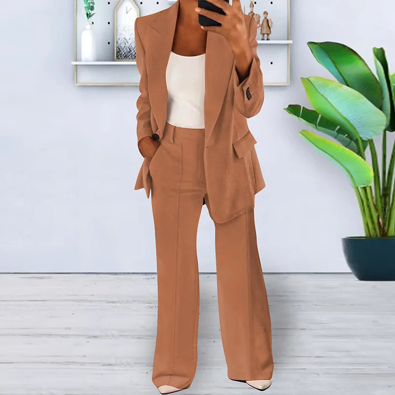 Completo pantaloni da donna con gambe larghe