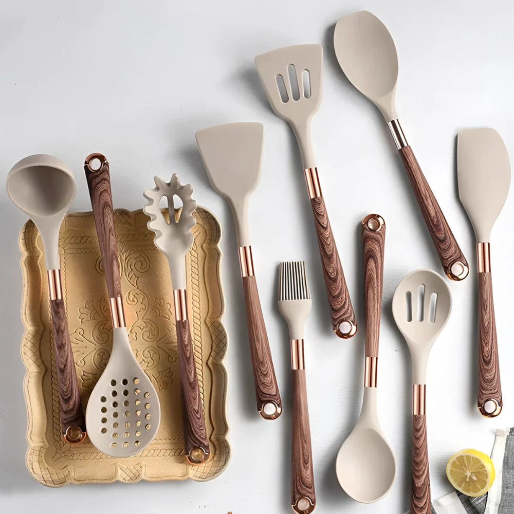 Luxury 10-Piece Kitchen Utensil Set with Heat-Resistant Finish