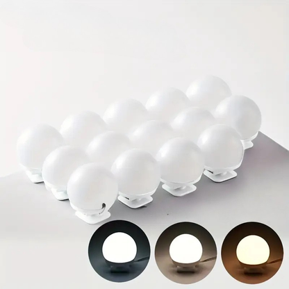 Illuminazione dimmerabile a LED per specchio, con sfere luminose e luce regolabile per il trucco