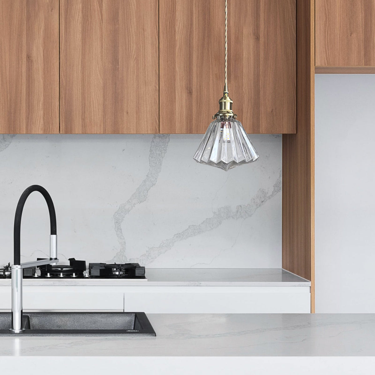 Lámpara colgante moderna de vidrio en forma de diamante