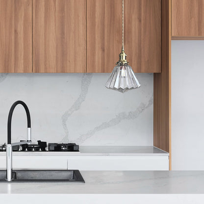 Lámpara colgante moderna de vidrio en forma de diamante