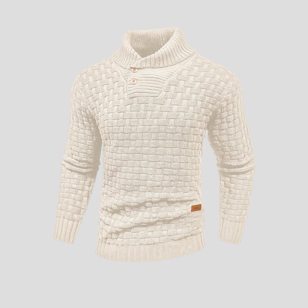 Men's Sweater with Half Collar and Buttons