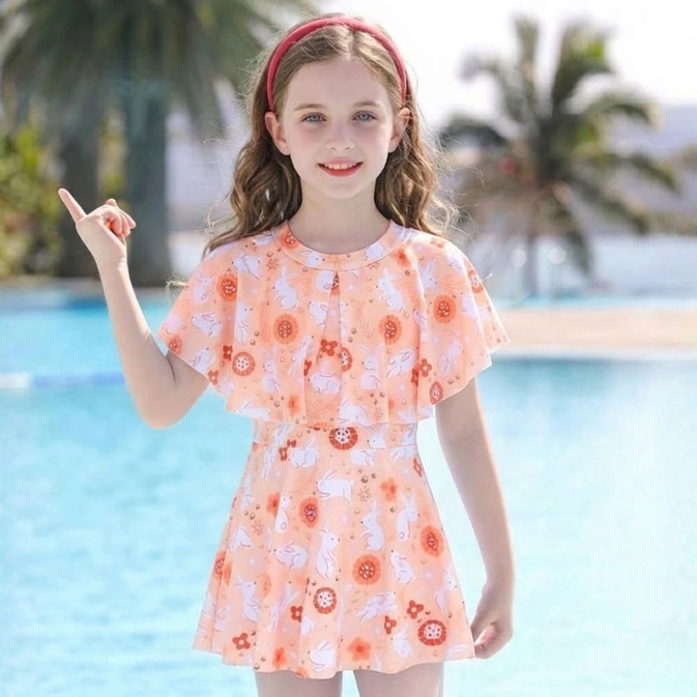 Girls' Swim Set for Beach and Pool with Skirt and Comfortable Fit