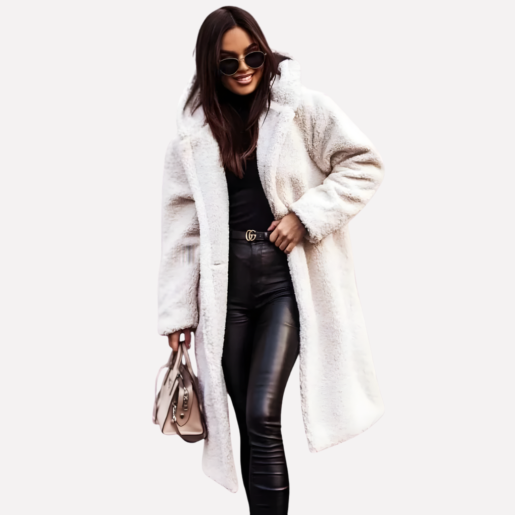 Ladies Hooded Coat with Button Closure