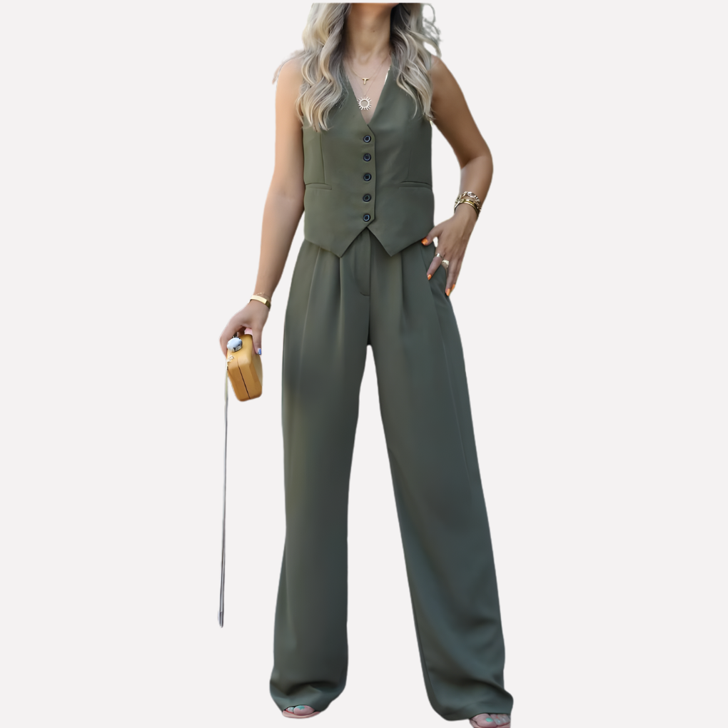 Sleeveless Top and Trousers Set for Women