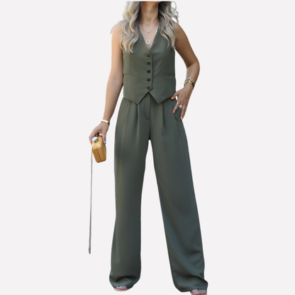 Sleeveless Top and Trousers Set for Women