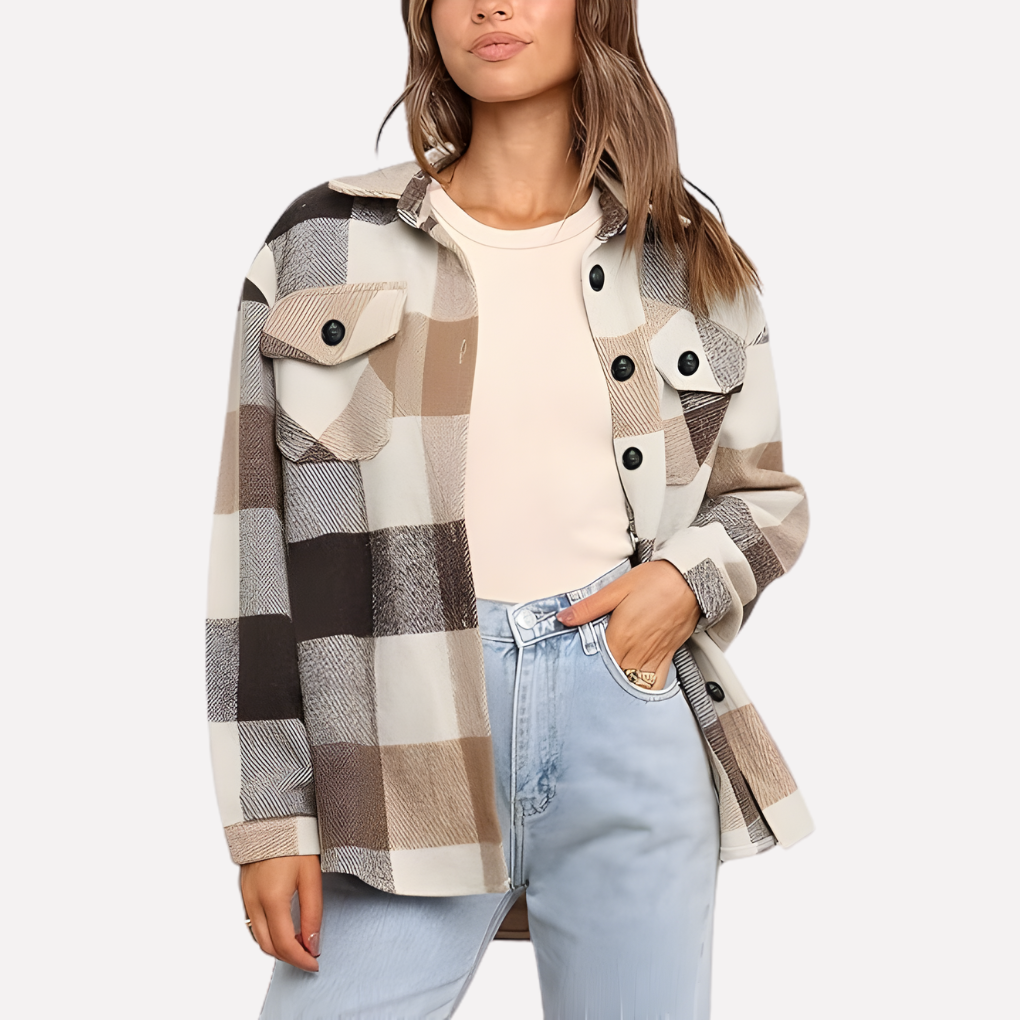 Giacca-camicia a quadri da donna
