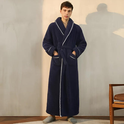 Luxury Coral Fleece Flannel Bathrobe
