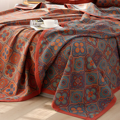 Bestickte Baumwollbettdecke mit Blumenmuster