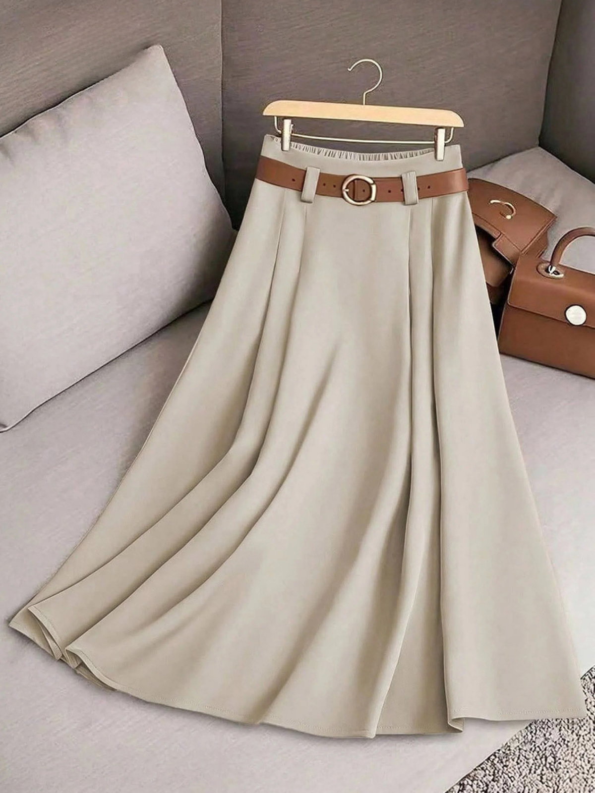 Ladies' Elegant A-Line Skirt with High Waist and Soft Flow