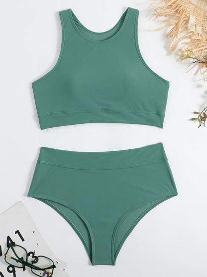 Bikini deportivo de cintura alta con top de espalda deportiva