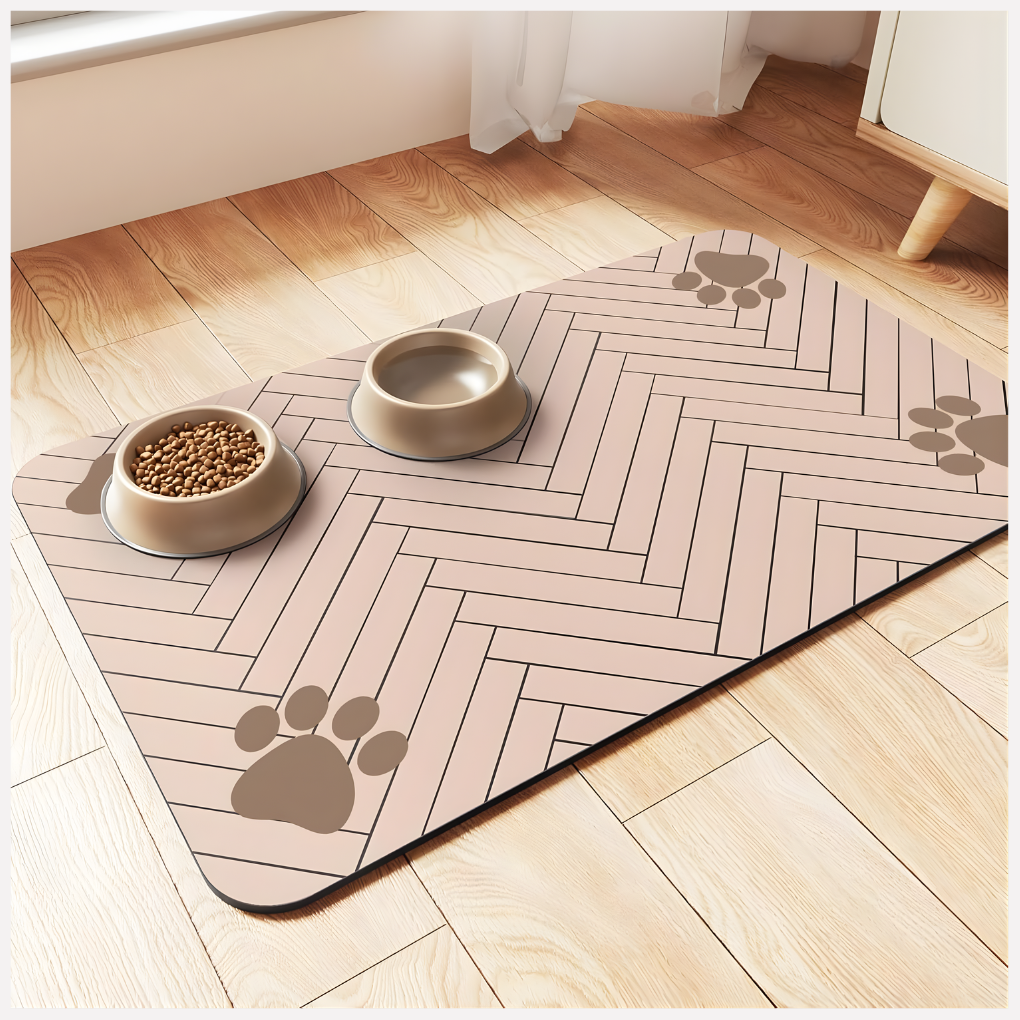 Pet Feeding Mat - Absorbent Pet Placemat for Food and Water Bowls