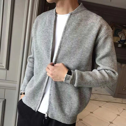 Warm Knitted Men's Gilet with Zip