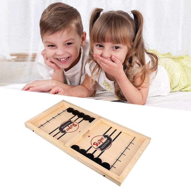 PlayFun - Double-Sided Sling Puck Board Game - Family Fun for Everyone