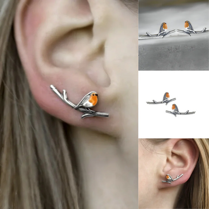 Oil-Coloured Bird Ring & Necklace Set