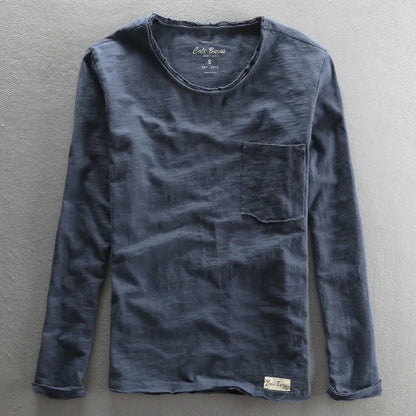 Vintage Cotton Long Sleeve with O-Neck for Men