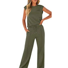 Ladies Comfortable Set with Sleeveless Top and Wide Trousers