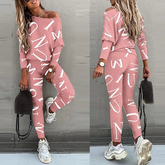 Traje casual de mujer de 2 piezas con estampado