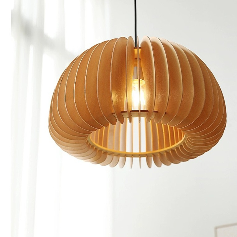 Modern Wooden Pendant Light Silver Sparkle