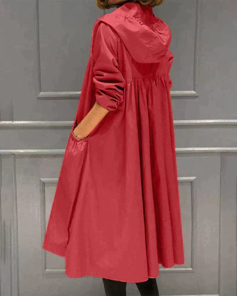 Waterproof Ladies' Midi Rain Jacket with Hood