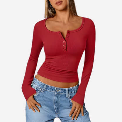 Maglia Henley da donna a maniche lunghe