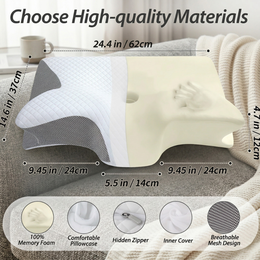 Cuscino ergonomico in memory foam per dormire senza russare | Antirussamento